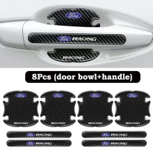 (For Ford) 8x Car Door Handle Bowl Anti-Scratch Cover Carbon Fiber Guard Protector Stickers