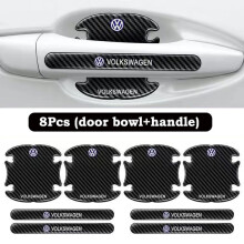(For Volkswagen) 8x Car Door Handle Bowl Anti-Scratch Cover Carbon Fiber Guard Protector Stickers