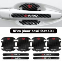 (For Toyota) 8x Car Door Handle Bowl Anti-Scratch Cover Carbon Fiber Guard Protector Stickers