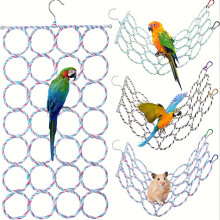 28 -Loop -Vogel- und kleines Haustier -Spiel -Netz - Rattan -Kletterleiter, Schwungbarsch und Hängematte für Papageien, Rennmäuse, Mäuse