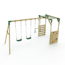 (Monkey Bars - Comet, Green) Rebo Wooden Children's Garden Swing Set with Monkey Bars