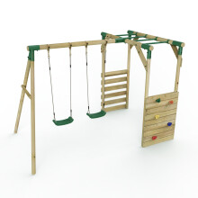 (Monkey Bars - Venus, Green) Rebo Wooden Children's Garden Swing Set with Monkey Bars