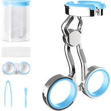 (Blue) Color Contact Lenses Wearing Aids, Contact Lens Eyelid Stretcher, Eye Contact Removal Tweezers, Contact Lens Eyelid Wearingtool for New User