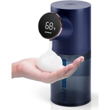 (Blue) Automatic Touchless Soap Dispenser for Kitchen Sink,Electric Dish Foam Soap Dispenser with Temperature Display,Rechargeable for Bathroom,Office,Hotel