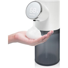(White) Automatic Touchless Soap Dispenser for Kitchen Sink,Electric Dish Foam Soap Dispenser with Temperature Display,Rechargeable for Bathroom,Office,Hotel
