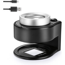 60x Coin Magnifier, Rechargeable Portable USB 6 Lights Metal UV Magnifying with Ptical Glass Lens Scale for Jewelry, Textile, Gems, Stamps, Coins