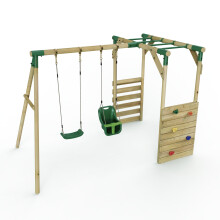 (Monkey Bars - Luna, Green) Rebo Wooden Children's Garden Swing Set with Monkey Bars