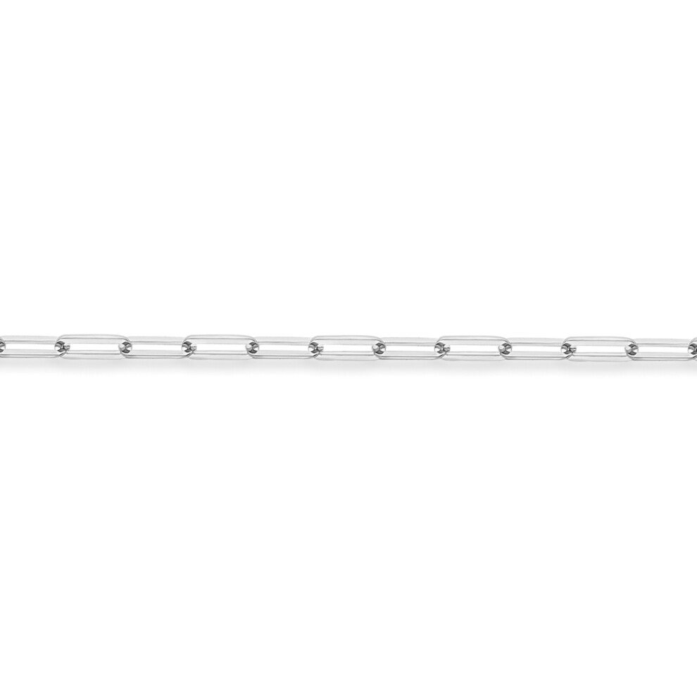 Jewelco London Ladies 18ct White Gold Flat Oval Paperclip Chain Bracelet 3mm 7.25"/19cm - CWNR02215-07