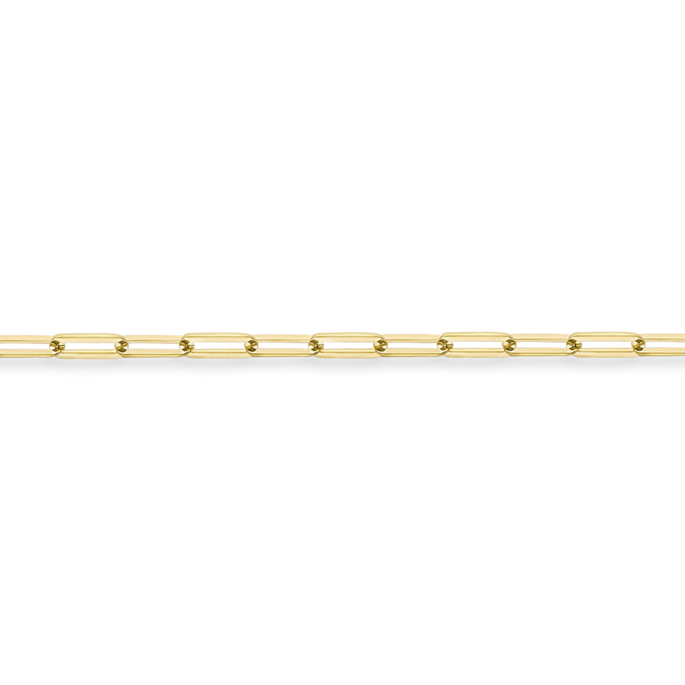 Jewelco London Ladies 18ct Yellow Gold Flat Oval Paperclip Chain Bracelet 3mm 7.25"/19cm - CBNR02215-07