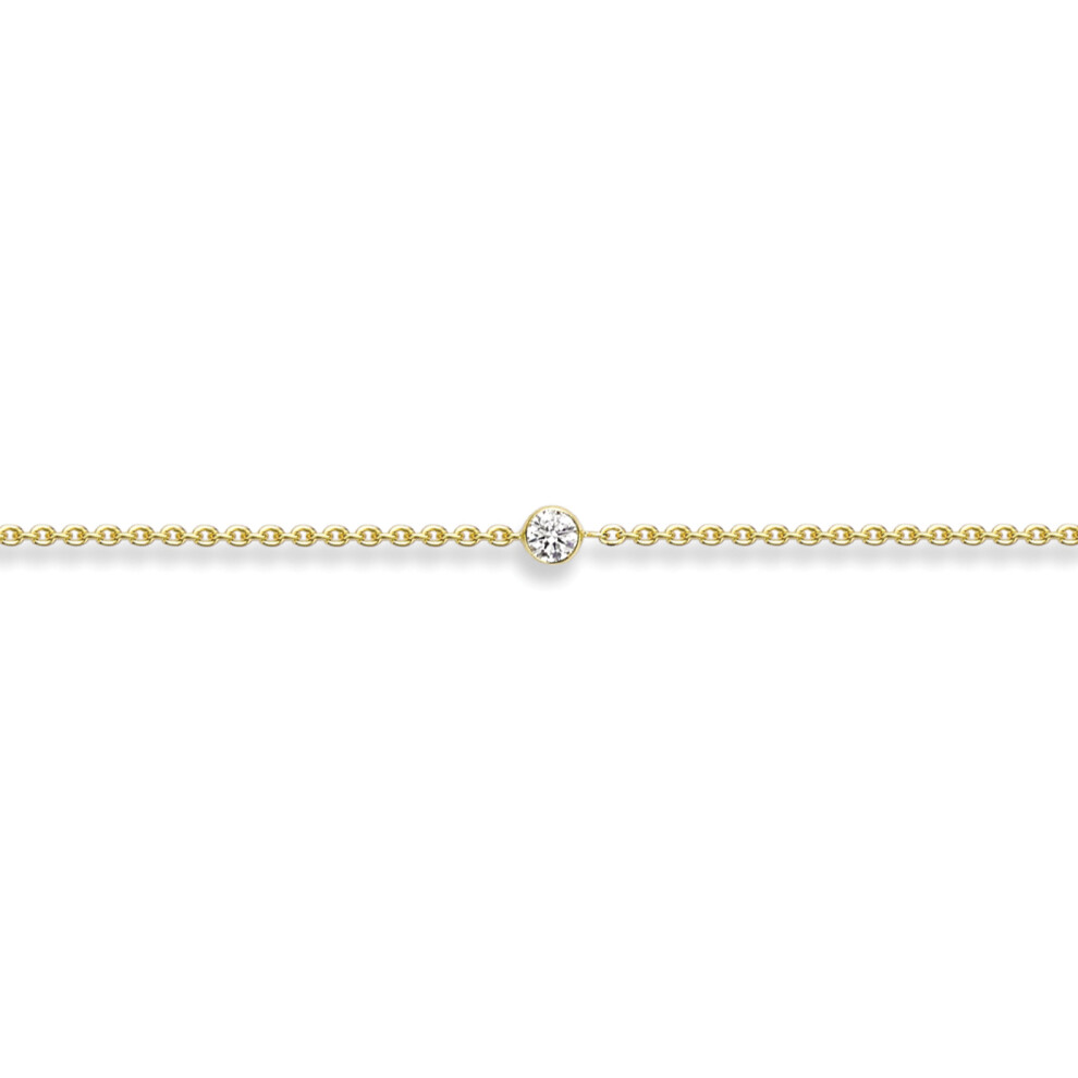 Jewelco London Ladies 18ct Yellow Gold Diamond Bubble Bezel Solitaire Charm Bracelet 3mm 7.5"/19cm - CBNR02178-07