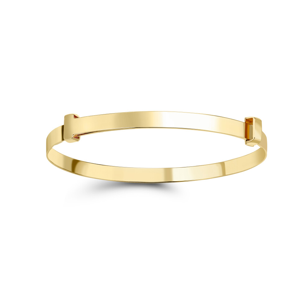 Jewelco London Ladies 9ct Yellow Gold Flat Band Adjustable Expanding Kids Baby Bangle Bracelet 3mm - BNNR02293