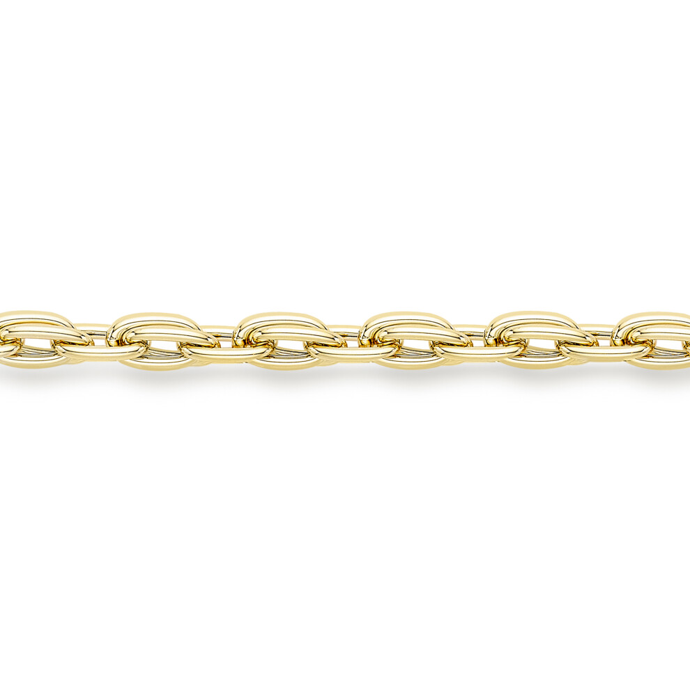 Jewelco London Ladies 9ct Yellow Gold Oval Link Prince of Wales Style Chain Bracelet 5mm 7.5"/19cm - BRNR02825-07