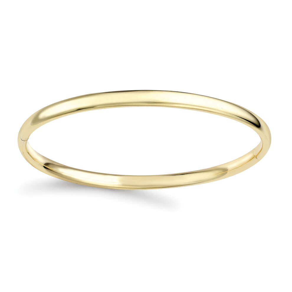Jewelco London Ladies 9ct Yellow Gold Oval Court Tube Minimalist Bangle Bracelet 4.2mm - BNNR02352