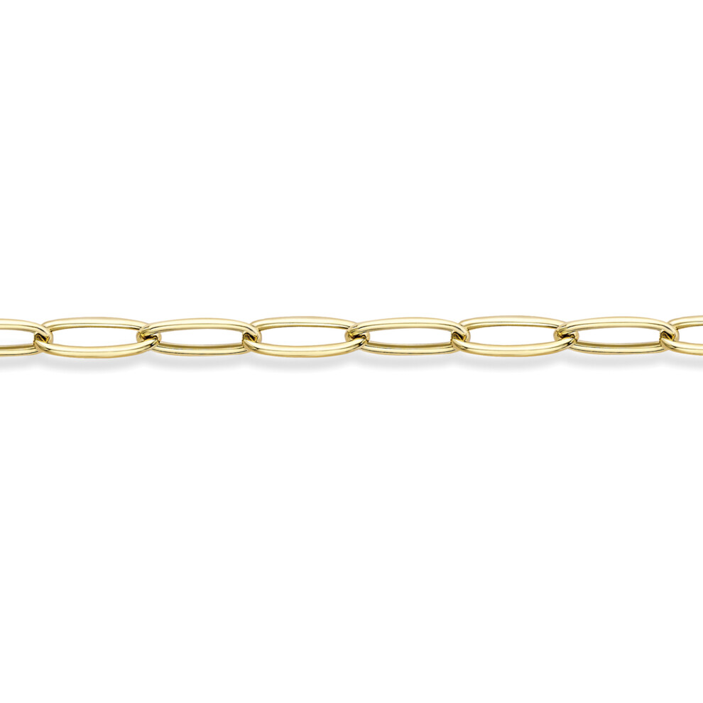 Jewelco London Ladies 9ct Yellow Gold Round Tube Gentle Twist Oval Link Chain Bracelet 5mm 7.5"/19cm - CANR02047-07