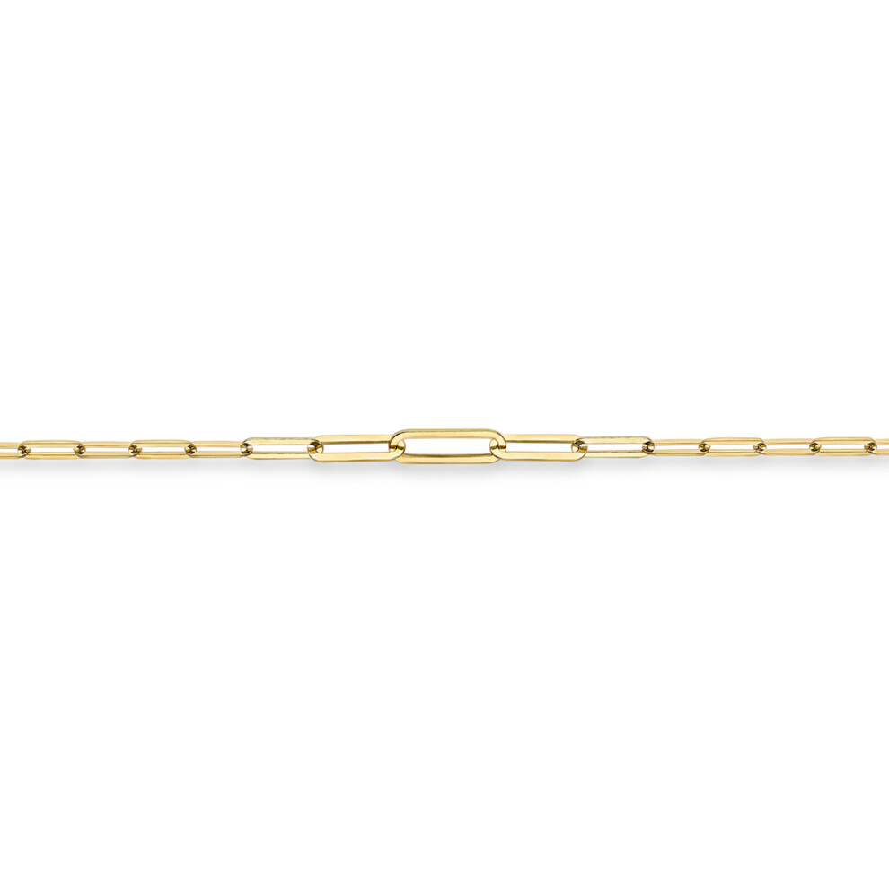Jewelco London Ladies 18ct Yellow Gold Graduated Oval Paperclip Chain Bracelet 3mm 7.25"/19cm - CBNR02214-07