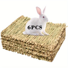 3/6pcs Naturalgras Langlebige Haustiermatten für kleine Haustiere, Kaninchen, Papageien und Hamster, gewebte Bettkäfignistpolster,