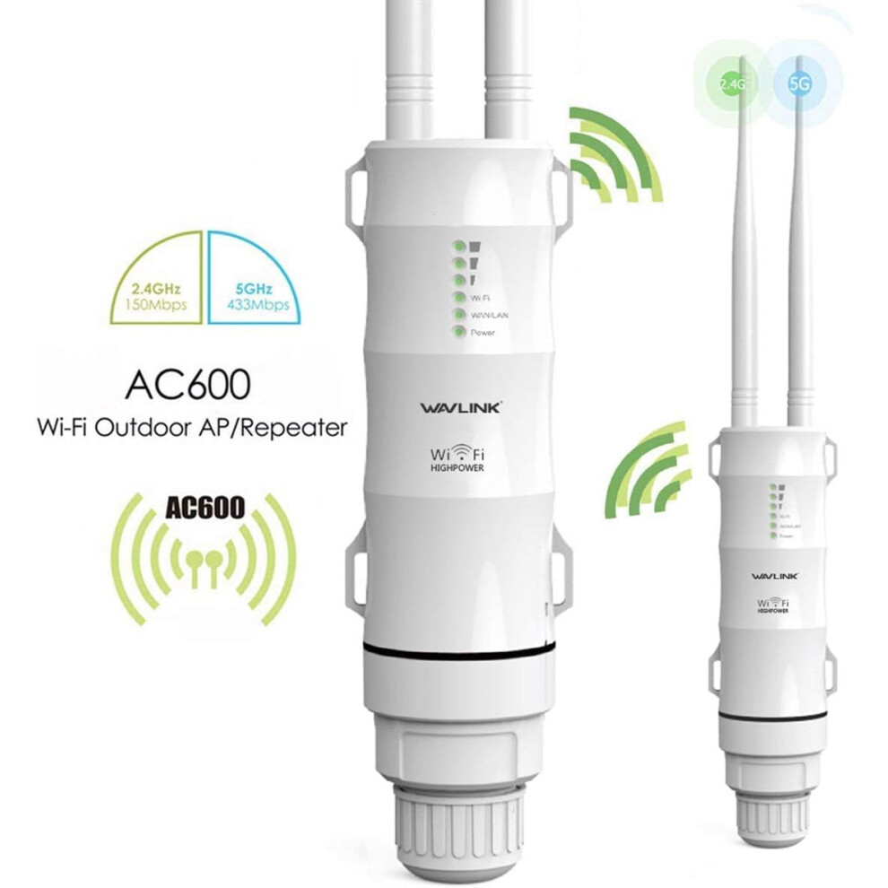 Ac600 Wireless Outdoor Wifi Signal Booster,Access Point/Outdoor Router/Repeater/Wisp,Support Passive Poe, Dual-Band 2.4Ghz 150Mbps,5Ghz 433Mbps 749691184209
