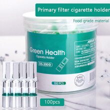 (Green) 100Pcs Disposable Tobacco Cigarette Filter Smoking Reduce Tar Filtration Cleaning Holder