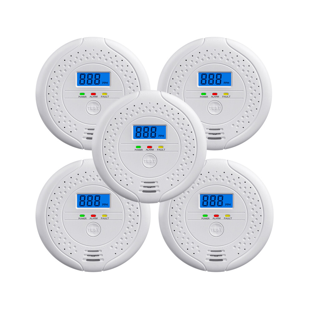 (5Pcs) Carbon Monoxide Detector Co Warning Alarm Portable Monitor Lcd Display Home Warehouse Safety 6953368313340