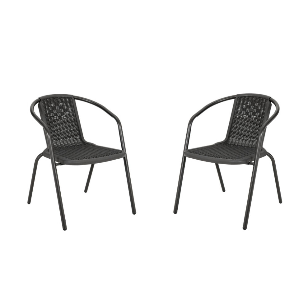 Living And Home (2 X Rattan Chair Only) Garden Outdoor Patio Chairs Table With Parasol Hole Black