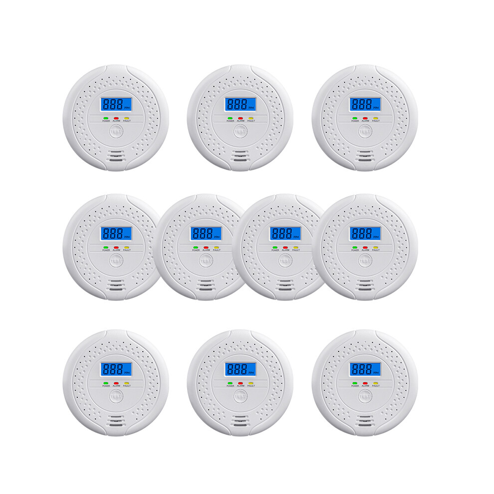 (10Pcs) Carbon Monoxide Detector Co Warning Alarm Portable Monitor Lcd Display Home Warehouse Safety 6953368313333