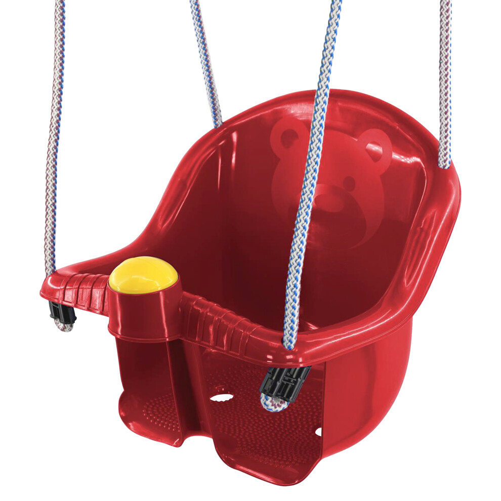 (Red) Kids Garden Swing Seat Childs Toddler Adjustable Outdoor Rope Safety Safe Chair