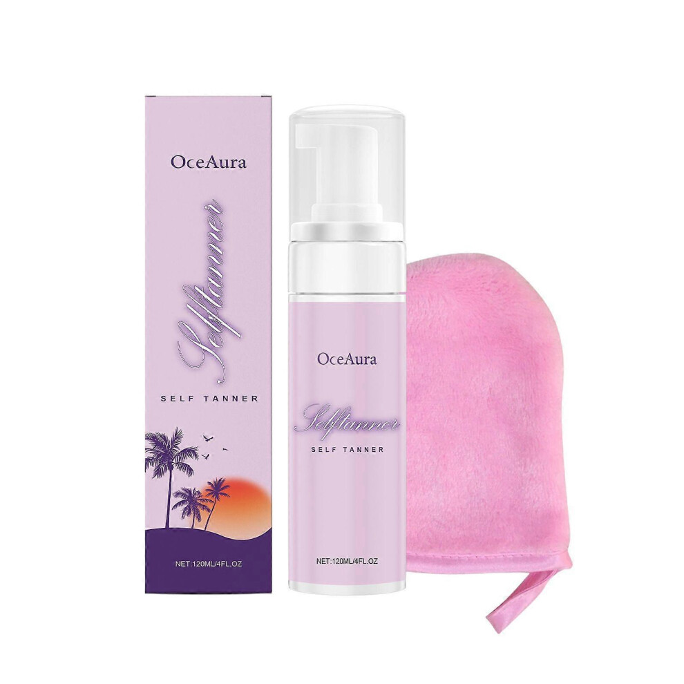 (2 Set) Body Tanning Mousse, Self Tanner Mousse Kit, Sunless Self Tanning Foam with Applicator Mitt for Effortless and Streak-Free Tan