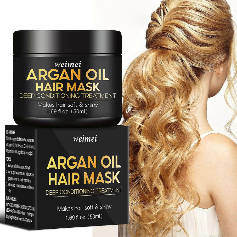 (1Pcs) Argan Oil Hair Mask - Conditioner for Dry, Damaged, Frizzy Hair & Split Ends - Deep Hydration, Nourishment, and Revitalization