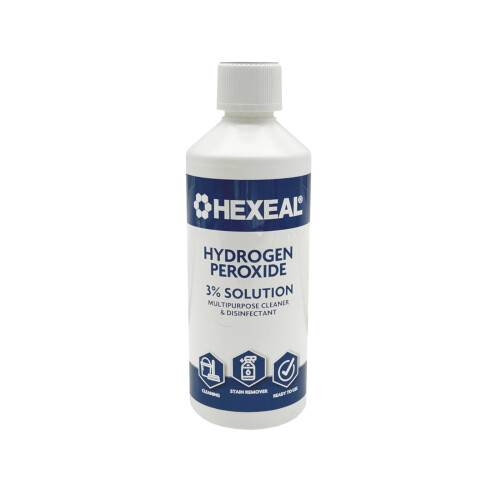 Hexeal Hydrogen Peroxide 3% 500ml - Multipurpose Cleaner, Disinfectant, Stain Remover