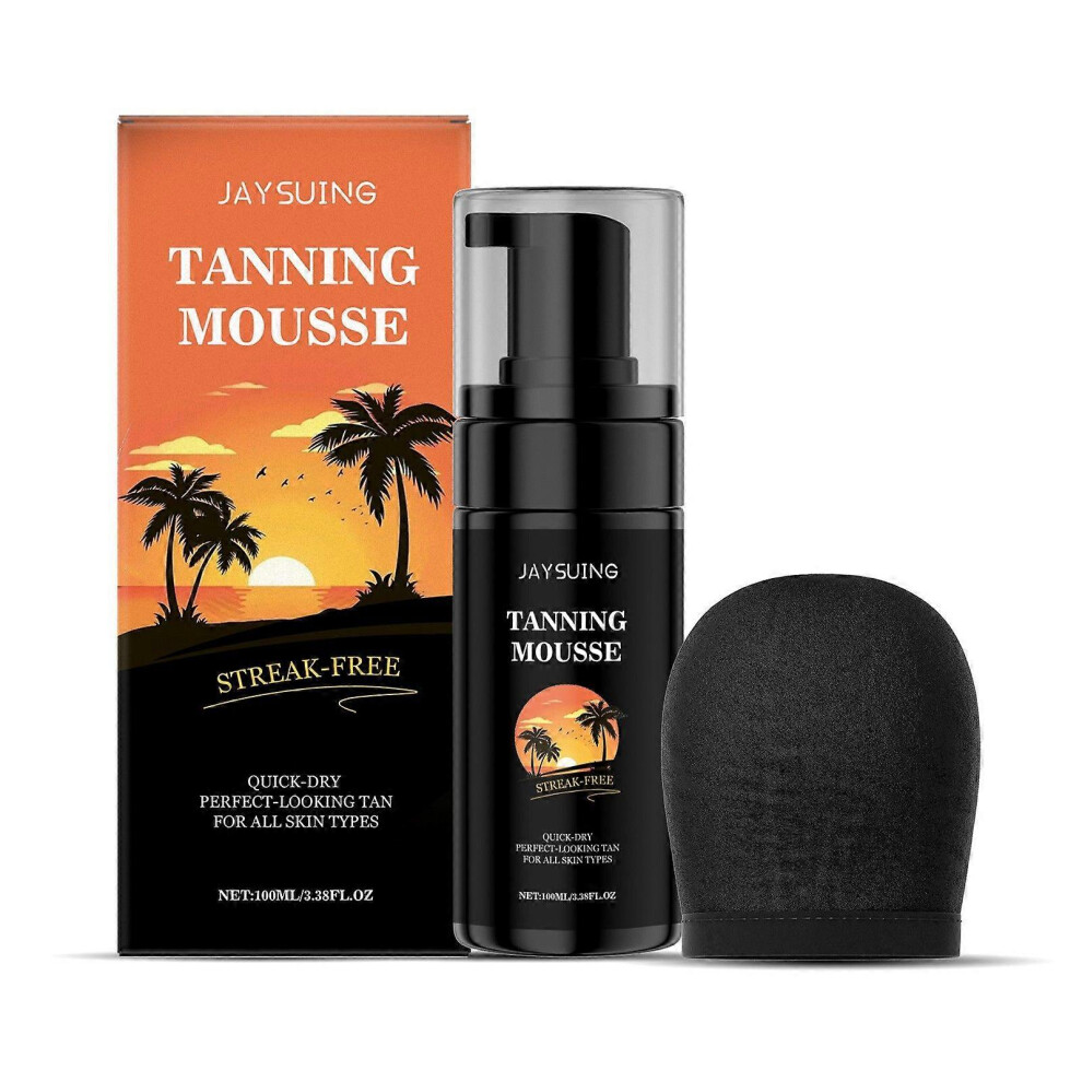 Dark (2Pcs) Self Tanner Tanning Mousse Kit - Natural & Organic Ingredients, Self Tanner Mousse And Mitt, Tan Kit, Fake Tan Tanning Foam, Medium To