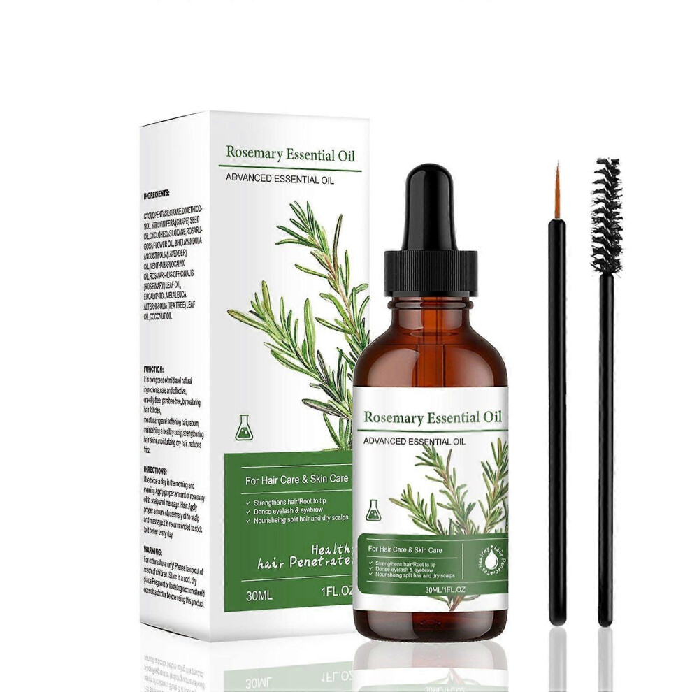 (1PCS) Rosemary Essential Oil For Hair Growth, Skin Care - 100% Pure For Eyebrows, Eyelashes, Nourishes Scalp, Stimulates Hair Growth 30ML