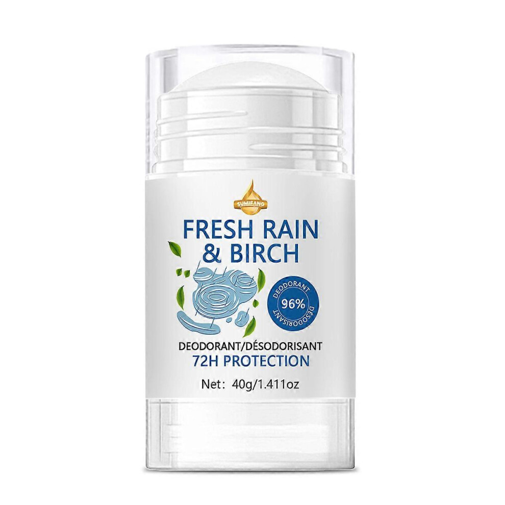 (1PCS) Aluminum-Free Vegan Deodorant Fresh Rain & Birch with 24 Hour Odor Protection, Women and Men, Natural Ingredients, Cruelty-Free