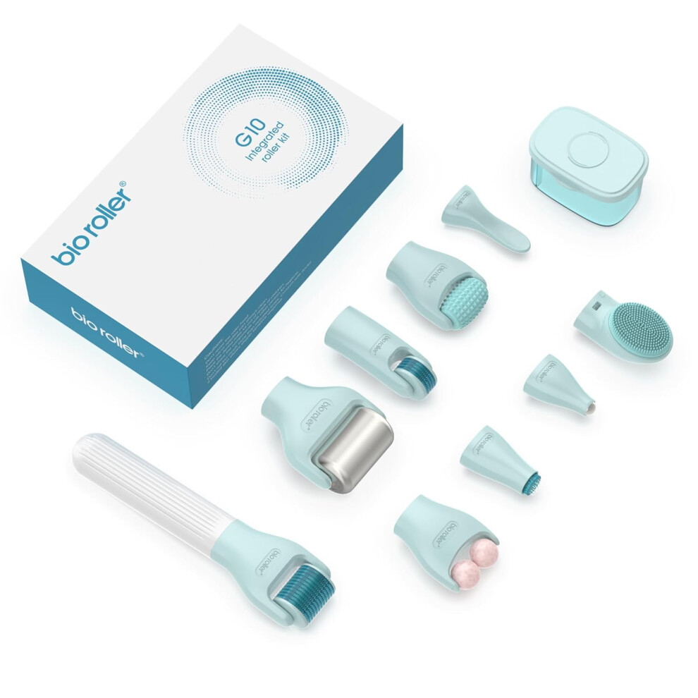 10 in 1 Derma Roller Kit, 0.25mm Microneedling Roller Microneedle Derma Roller with, Facial Beauty Roller Skin Care Tools, 10 Replaceable Heads