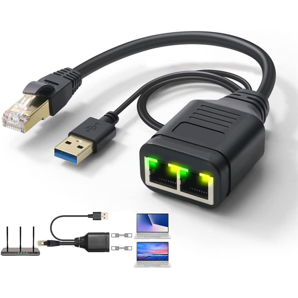 Ethernet Splitter 1 To 2 Internet Splitter, Rj45 Female To Dual Female Network Divider, 100Mbps High Speed Internet Network Lan Distributor Connector 749691186067