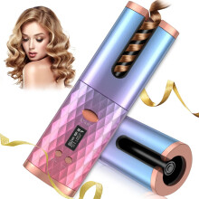 Automatic Curling Iron, Cordless Auto Hair Curler with 6 Temps & Timers, Portable Rotating Curling Wave Wand Styling Tool, Auto Shut Off