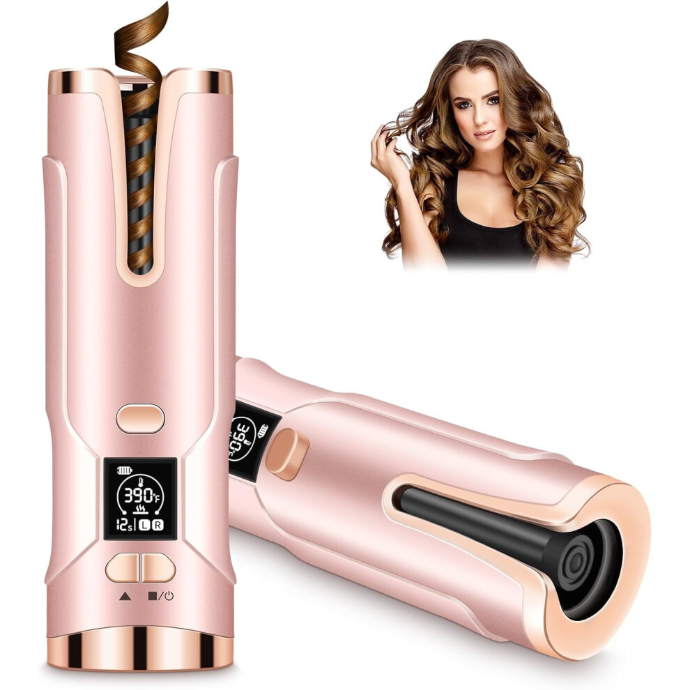 Upgraded Automatic Curling Iron, Cordless Auto Hair Curler with 6 Temps & Timers, Rechargeable & Portable Rotating Curling Wand Styling Tool
