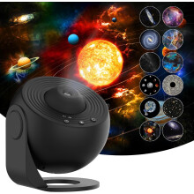 (black) Planetarium Star Projector,Galaxy Projector, Realistic Starry Sky Night Light with 12 Film Discs, Solar System Constellation Moon for Kids Bedroom
