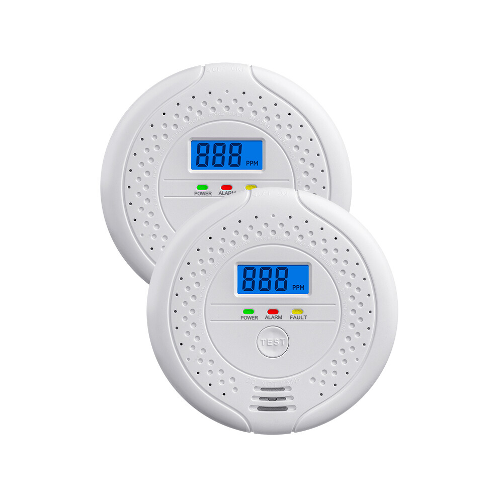 (2 Pcs) Carbon Monoxide Alarm Detector Co Warn Monitor Lcd 4048538249887