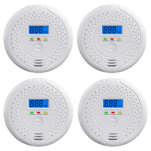 (4 pièces) Détecteur d'alarme de monoxyde de carbone avec écran LCD d'alerte CO