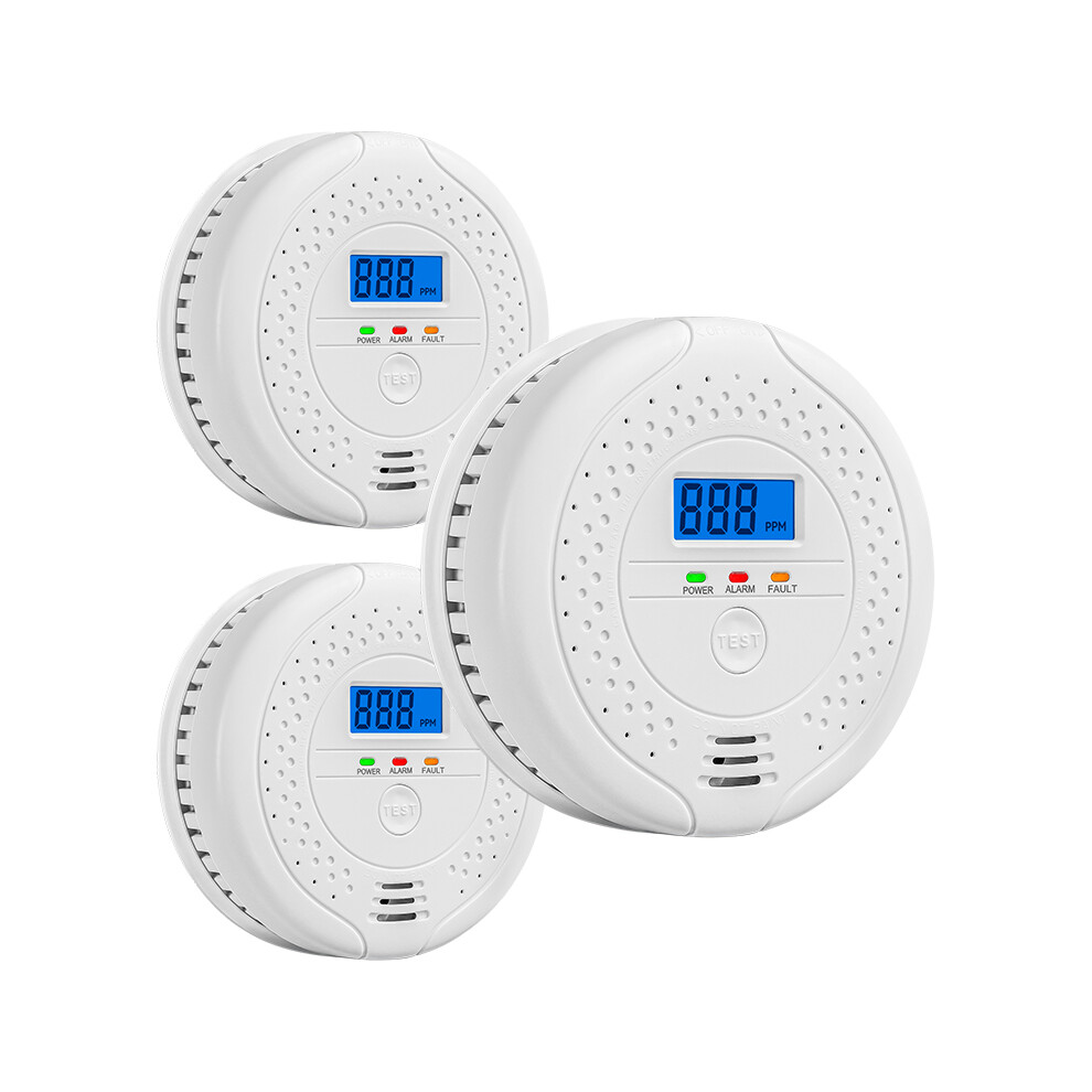 (3 Pcs) Carbon Monoxide Alarm Detector Co Warn Monitor Lcd 4048538249894