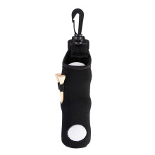 Bolsa porta bolas de golf con broche. Capacidad para 3 bolas y tees. Se sujeta a los pantalones. Negra.
