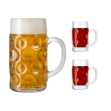 German Beer Stein Glass 2 Pint & 2 Mini Shot Tankard