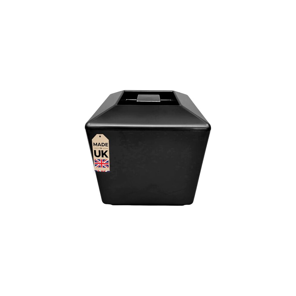 5 Litre Square Plastic Ice Bucket With Lid Double Walled Insulation Black