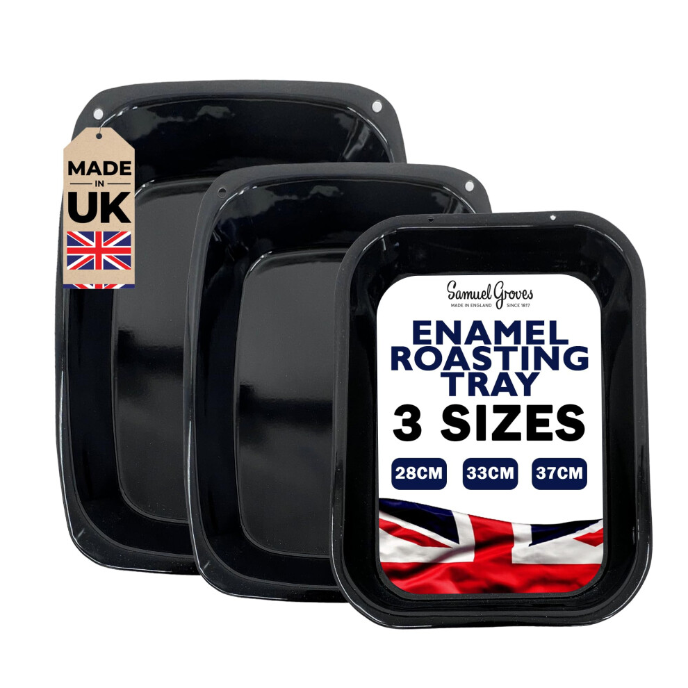 Samuel Groves Vitreous Enamel Roasting Tin Set (28cm/33cm/37cm)