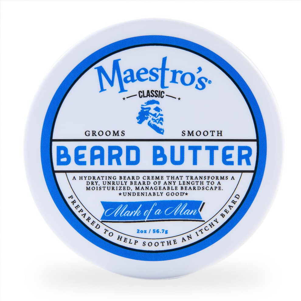 Maestros Classic BEARD BUTTER | Anti-Itch  Extra Soothing  Hydrating Beard Creme For All Beard Types & Lengths- Mark of a Man Blend  2 Ounce