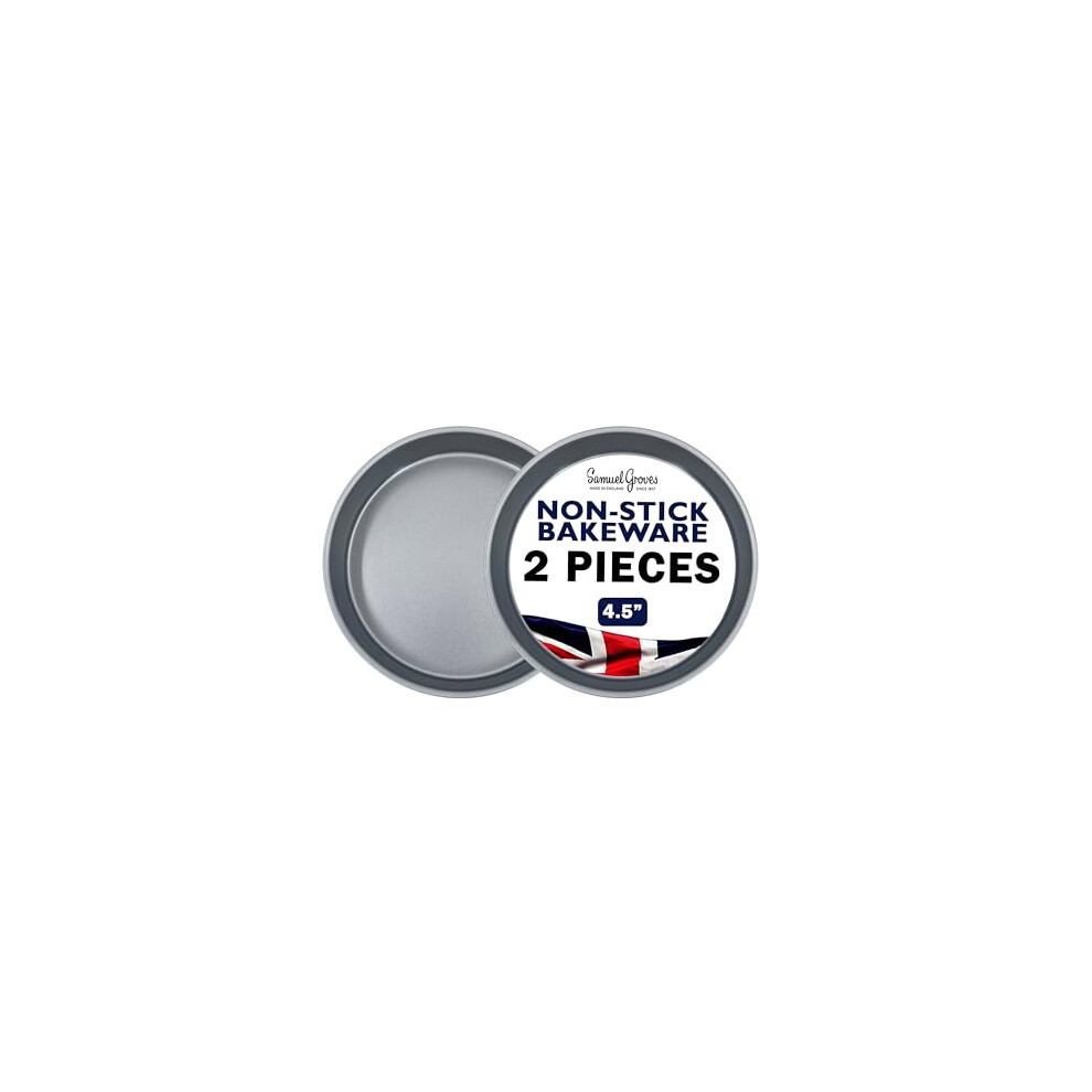 Samuel Groves 2 x Round Victoria Sandwich Sponge Cake Tin Straight Sided Deep Pan Fixed Base, Superior Double Coated Non Stick, UK Made