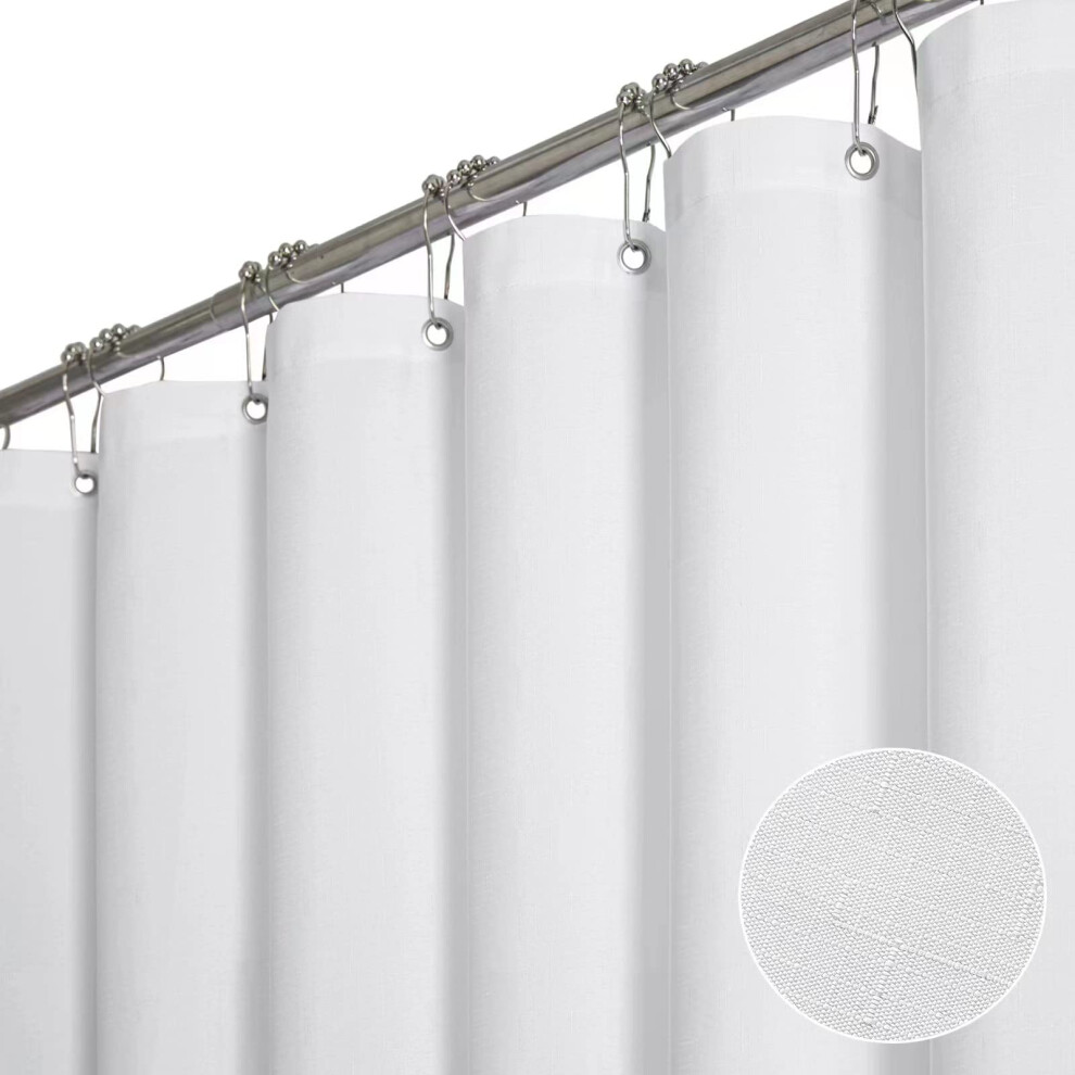 BTTN Stall Fabric Shower Curtain - 36 Inches Linen Textured Heavy Duty Small Cloth Shower Curtain Set with 6 Plastic Hooks  Narrow Hotel Luxury Weight