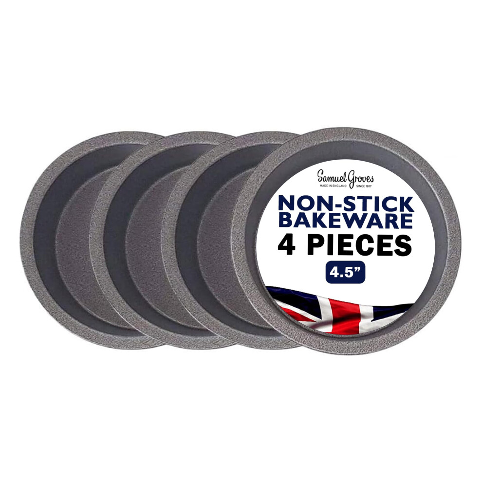 4 x Non-Stick Deep Round Pie Tin (4.5 inch)