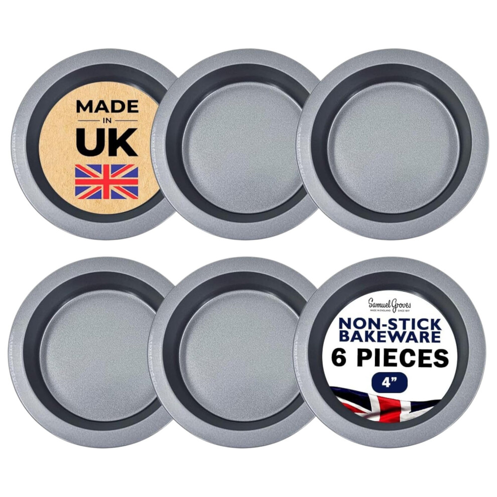 6 x Non-Stick Mini Pie Tins (4”)