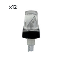 4-in-1 Plastic Speed Pourer, Thimble, Shot Glass, Dust Cap (x12)